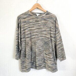 J. Jill pure jill striped oversize boxy knit top with front pocket size XS